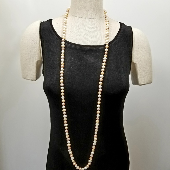 48 Inch Long 8-10mm Freshwater Pearl Rope Necklace - Picture 2 of 6